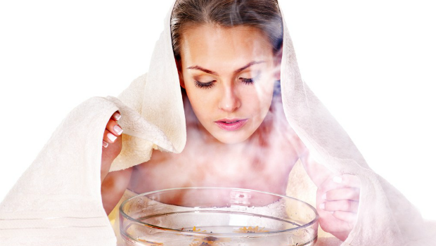 Clean the face with steam