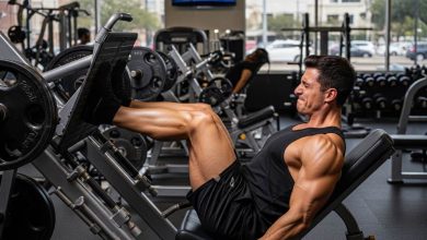 Houston gym member using lower-body strength machine
