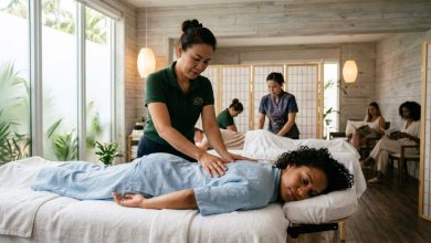 Luxury Miami spa offering relaxing Asian therapeutic massage treatment in a peaceful wellness room