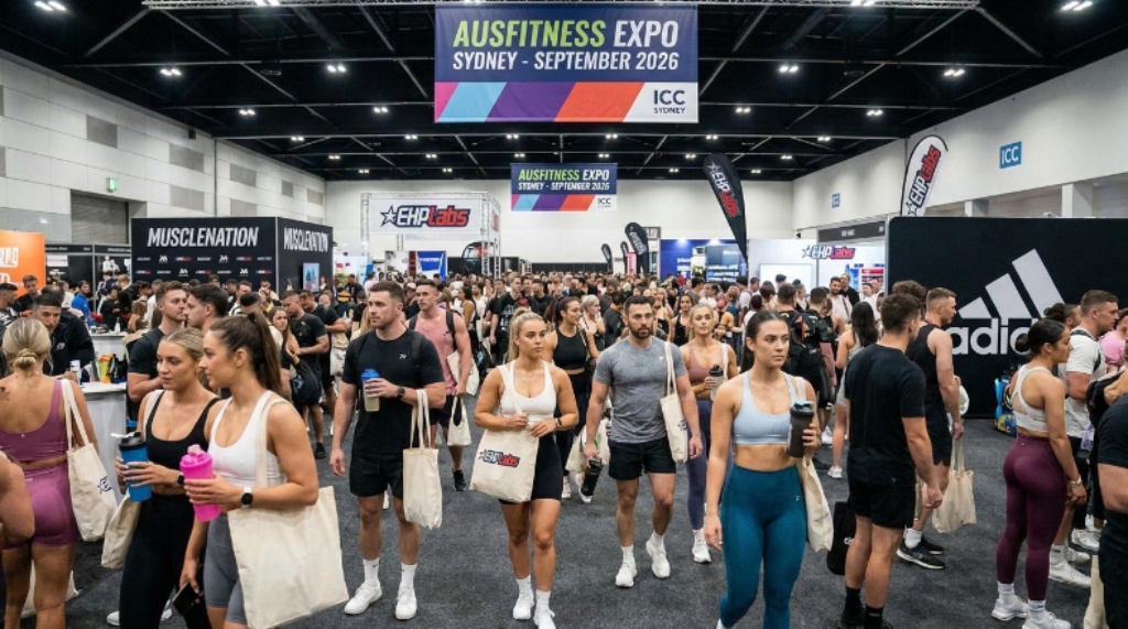 Crowd of fitness enthusiasts at AusFitness Expo Sydney September 2026