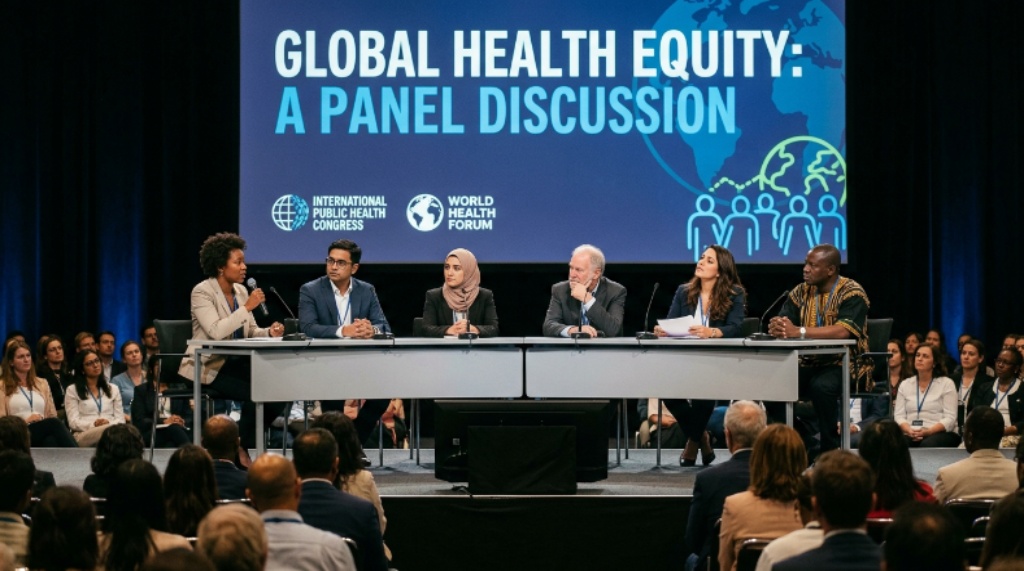 Public health professionals gathered at an international congress for panel discussion on global health equity
